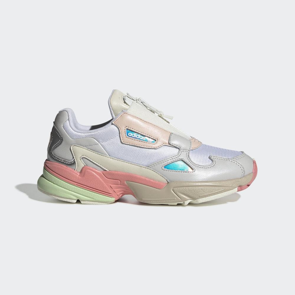 Adidas Women's FALCON ZIP W Originals Shoes White/Grey/Rose Ireland EG6740